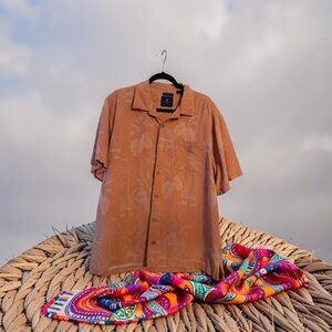 Caribbean Joe Tan Casual Button Down Shirt